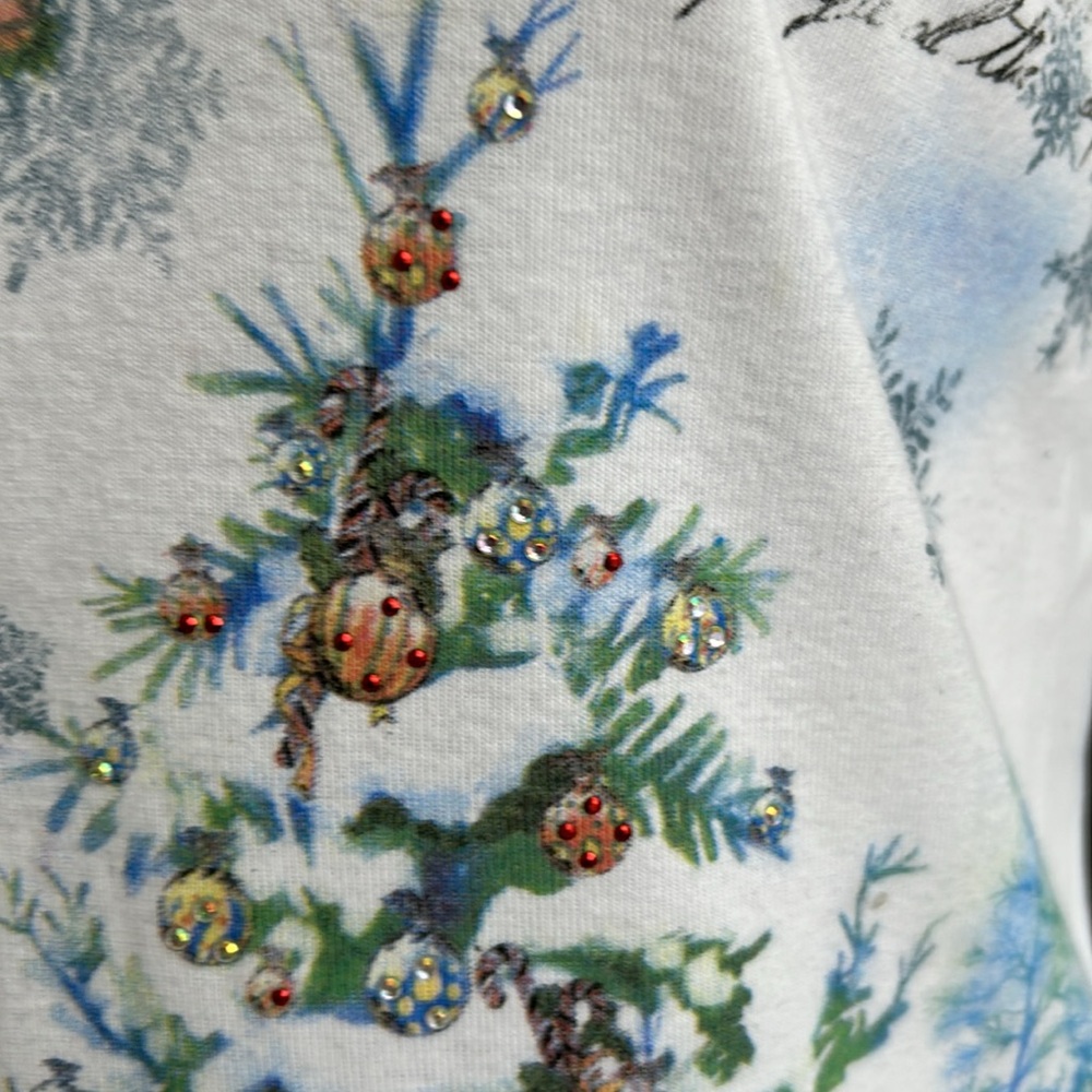 Studio Gem Embellished Christmas Wishes 3/4 Sleeve Top‎ Snowflakes Snowman L/XL - Picture 14 of 16